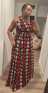 Infinity Ankara Maxi Dress - Red XO