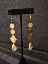 Load image into Gallery viewer, Native Brass &amp; Cowry Shell Earrings