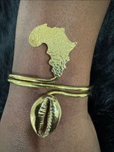 Load image into Gallery viewer, Kenyan Golden Africa &amp; Cowry Cuffs