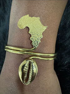 Kenyan Golden Africa & Cowry Cuffs