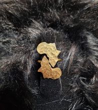 Load image into Gallery viewer, Adjustable Golden Brass &#39;Double Africa&#39; Ring