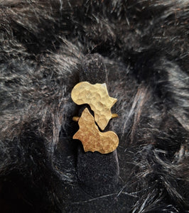 Adjustable Golden Brass 'Double Africa' Ring