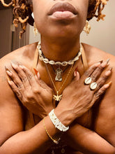 Load image into Gallery viewer, Adjustable Kenyan Brass &amp; Double Cowry Shell Ring