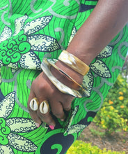 Load image into Gallery viewer, Adjustable Kenyan Brass &amp; Double Cowry Shell Ring