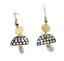 Load image into Gallery viewer, Kenyan Bone &amp; Brass Cowry Shell Earrings