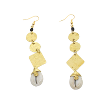 Load image into Gallery viewer, Native Brass &amp; Cowry Shell Earrings