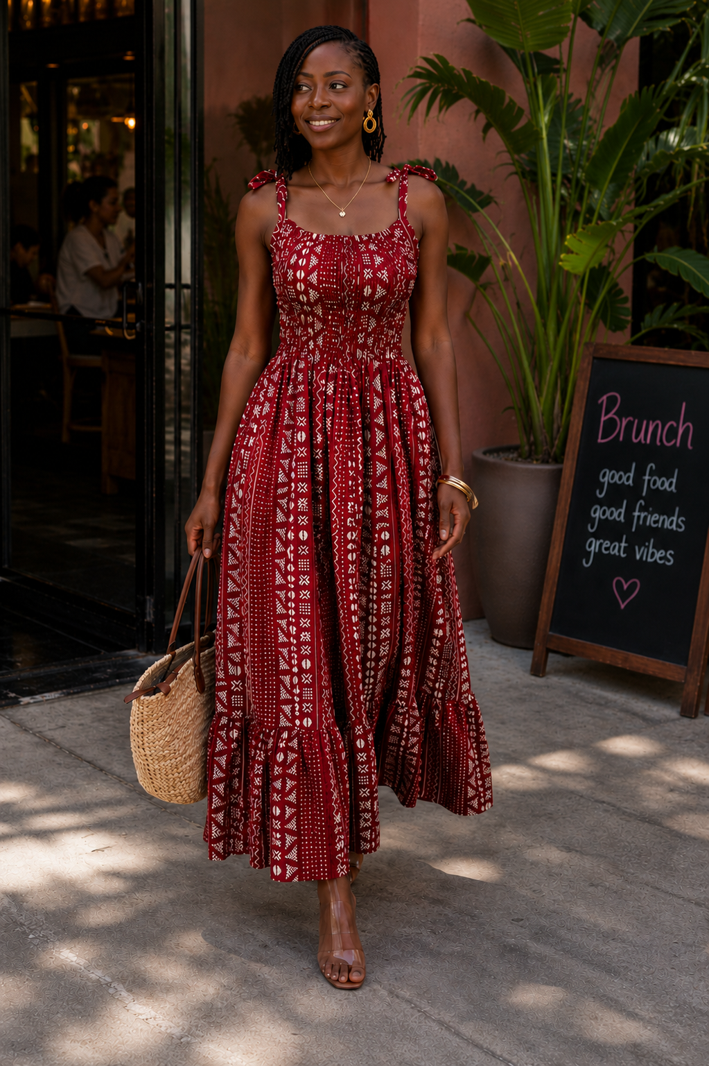 red smocked maxi dress Madewell Poplin Smocked Maxi Dress - Festival Red - 28% Off