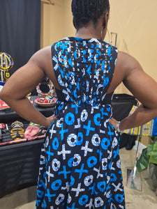 Ghana Supergrid Maxi Dress - Blue XO