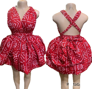 African Print Infinity Puff Dresses