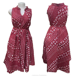African Print Belted Shift Dress