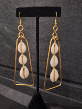 Load image into Gallery viewer, Golden Brass Wire &amp; Cowry Shell Earrings