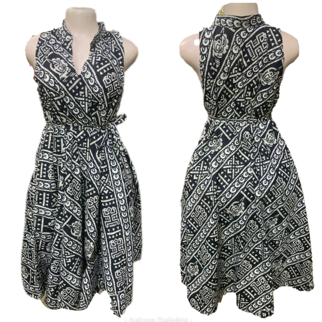 African Print Belted Shift Dress
