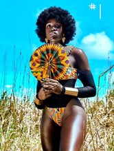 Load image into Gallery viewer, African Print Leather Folding Fans *RESTOCKED*