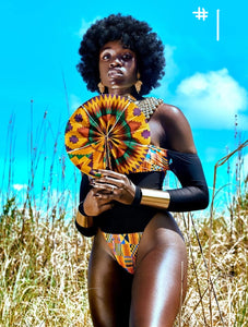 African Print Leather Folding Fans *RESTOCKED*