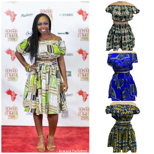 African Print Crop Top Sets