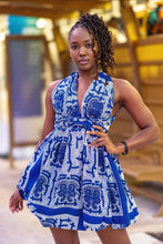 Load image into Gallery viewer, Infinity Ankara Puff Dress - Blue