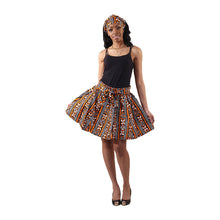 Load image into Gallery viewer, African Print &#39;Orange Petals&#39; Short Skirt