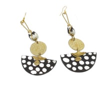 Load image into Gallery viewer, Kenyan Bone &amp; Brass Cowry Shell Earrings