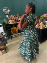 Load image into Gallery viewer, Green Tribal Print Wrap Dress