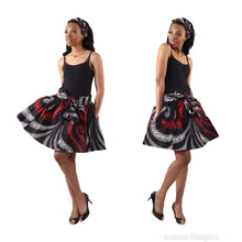 Load image into Gallery viewer, African Print &#39;Red Bubbles&#39; Short Skirt