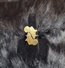 Load image into Gallery viewer, Adjustable Golden Brass &#39;Double Africa&#39; Ring