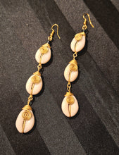 Load image into Gallery viewer, Swirl Cowry Shell Drop Earrings
