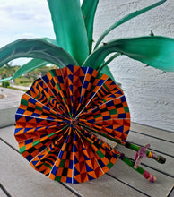 Load image into Gallery viewer, African Print Leather Folding Fans *RESTOCKED*