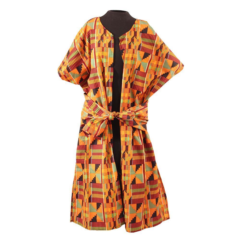 Unisex Kente Print Open Kaftan