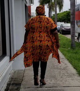 Unisex Kente Print Open Kaftan