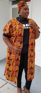 Unisex Kente Mud Print Open Kaftan