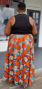 Melange Mode African Flower Maxi Skirt