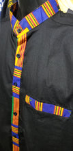 Load image into Gallery viewer, Blue Kente Trim Dress Shirt