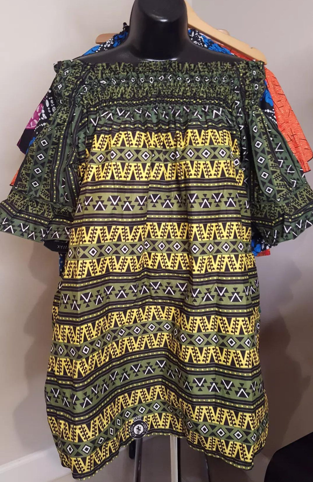Batik Off-Shoulder Tunic Tops