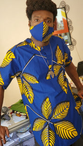 Ankara Delights Men's Yellow Feather Top - Med