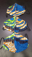 Load image into Gallery viewer, &#39;Blue Power&#39; Ankara Glam Face Mask (&amp; Set)