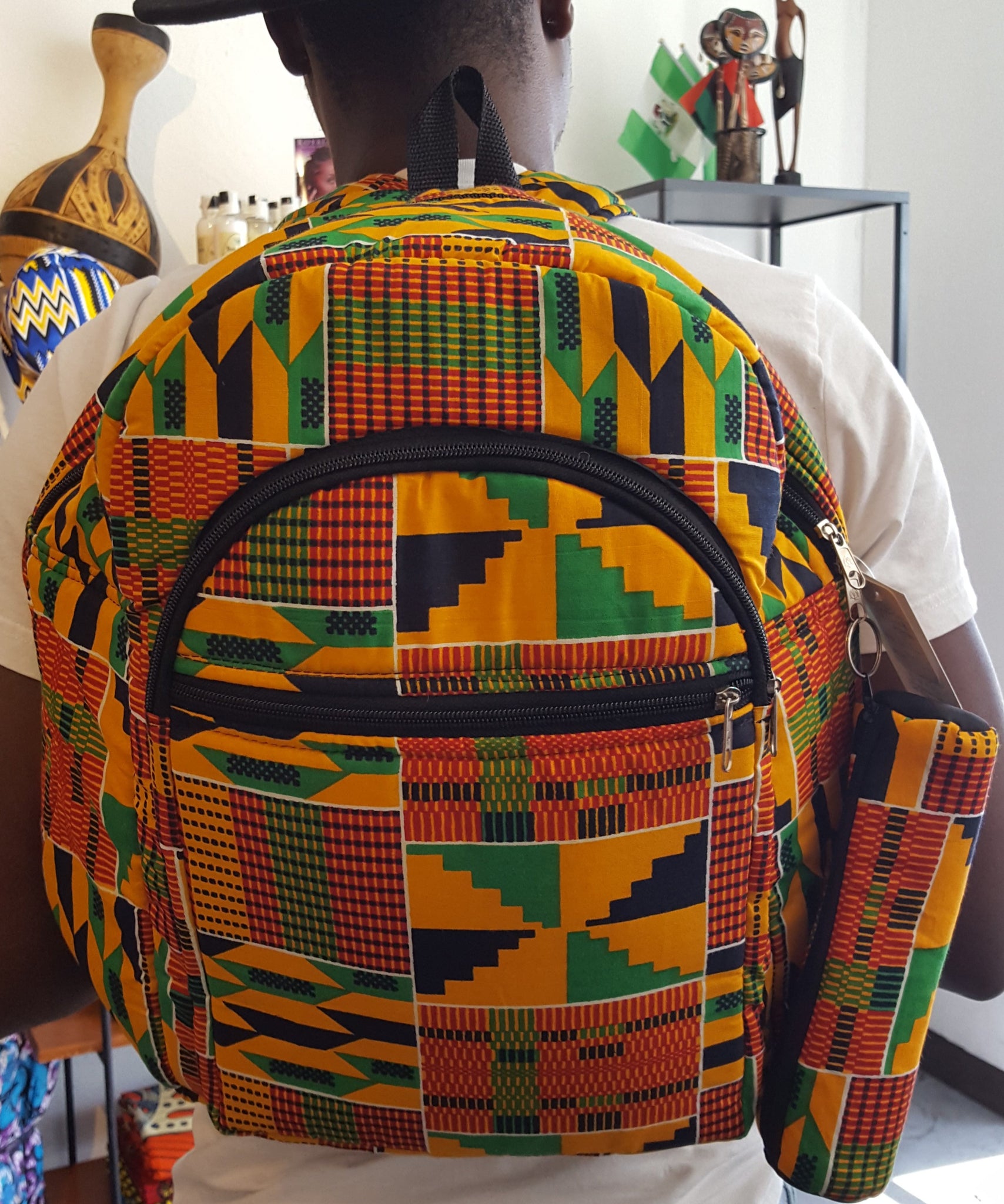 Kente Backpack, African Print Backpack, African Bags, Colourful School Bag,  Ankara Print Bag, Orange Backpack, Colourful Bag, Rucksack 