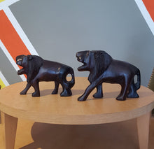 Load image into Gallery viewer, Hand-Carved Wooden Lion Set (2)