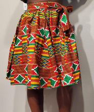 Load image into Gallery viewer, Holiday Red Kente Midi Skirt