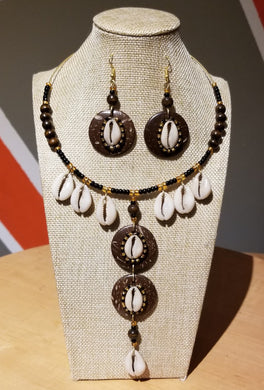 Yumna Bead & Brass Cowry Shell Choker Set
