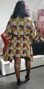 Kuba Print Button Down Shirt Dress