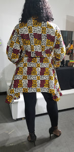 Kuba Print Button Down Shirt Dress