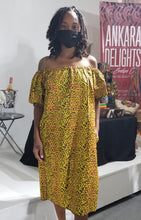 Load image into Gallery viewer, Off Shoulder Fall Vine Ankara Shift Dress
