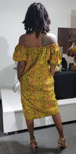Load image into Gallery viewer, Off Shoulder Fall Vine Ankara Shift Dress