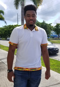 Men's Kente Print Trim Polo Shirt