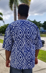 Men's Batik Dashiki Top - Blue