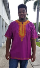 Load image into Gallery viewer, Men&#39;s Embroidered Dashiki Top - Plum