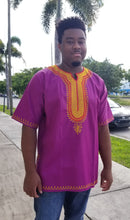 Load image into Gallery viewer, Men&#39;s Embroidered Dashiki Top - Plum