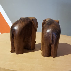 Hand-Carved Wooden Elephant Set (2)