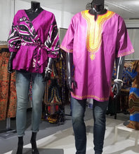Load image into Gallery viewer, Batik Peplum Kimono Top - Dark Magenta