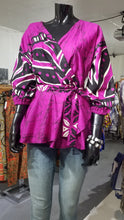 Load image into Gallery viewer, Batik Peplum Kimono Top - Dark Magenta